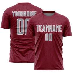 Sublimation Jersey Sports Geometric Crimson Gray-White Soccer Uniform Shape Custom